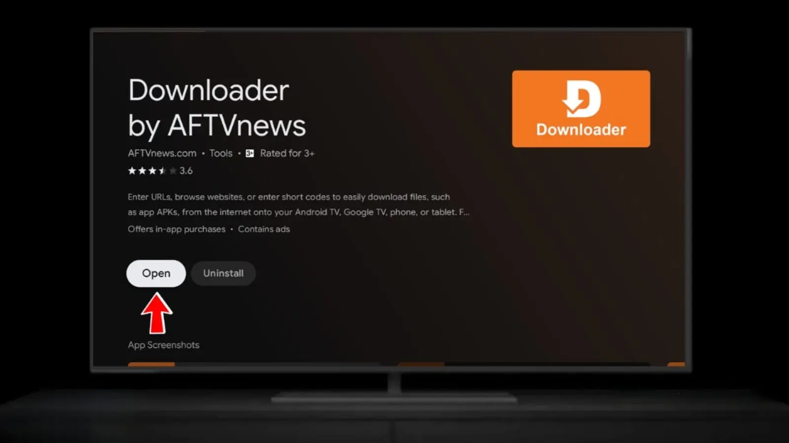 Downloader app page in Google Play Store